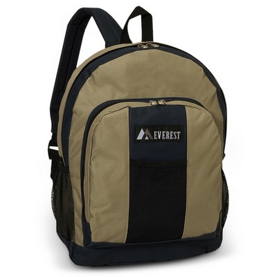 Everest Backpack with Front and Side Pockets, Navy Blue/Khaki Beige