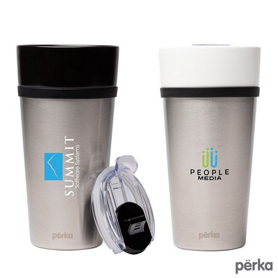 Perka Linden 14 oz. Double Wall Ceramic Tumbler w/ Stainless Steel Outer