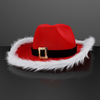 Non-light Up Santa Cowboy Hat - BLANK