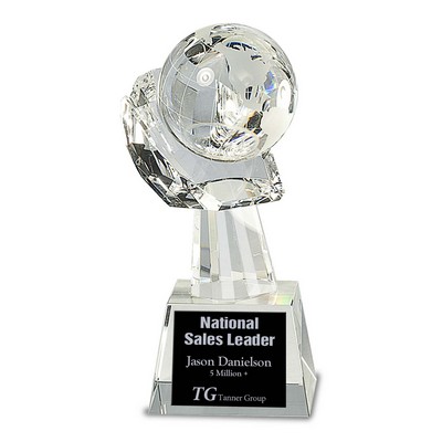 8" Clear Crystal Globe in Hand