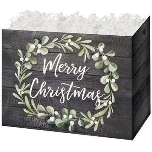 Small Christmas Wreath Theme Gift Basket Box