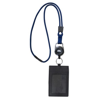 Ballistic Multi Card Holder W/Carabiner Retractable Reel W/Detachable Credential Holder