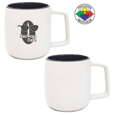 14 Oz. Two Tone White-Gray Spartan Mug - Dishwasher Resistant - Precision Spot Color