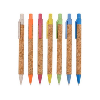 Retractable Eco Friendly Cork Ball Point Pen