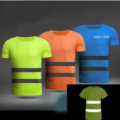 Quick Drying Short Sleeves Shirts With Reflective Stripe