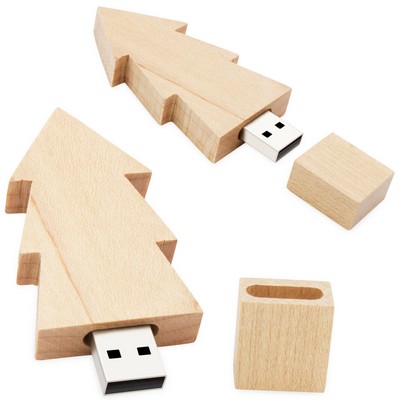 Wooden Christmas Tree Shaped USB Flash Drive