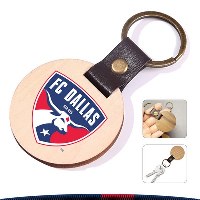 Wooden Round Keychain