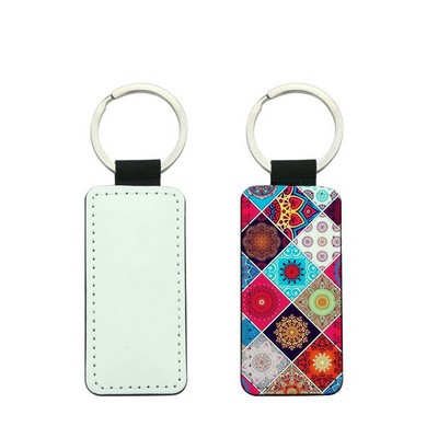 Rectangle PU Key Chain with Metal Ring