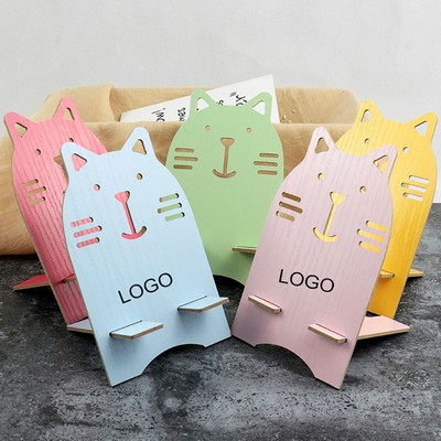 Cat Shape Wooden Portable Cellphone Stand