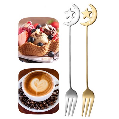 Moon & Star Shape Stainless Steel Dessert Fork Fruit Fork