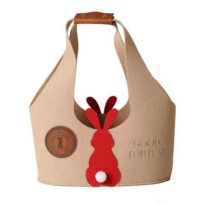 Cute Rabbit Felt Tote Shopper Bag