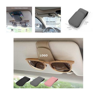 3.74" x 1.77" Magnetic Leather Sunglass Holder Eyeglass Hanger Clip