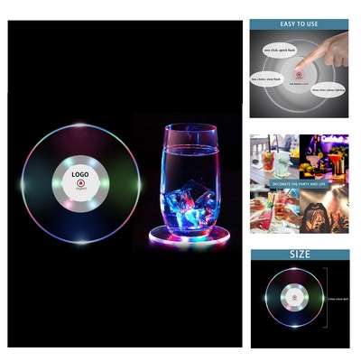 3.93 Inches Diameter 6 Colors 3 Light Modes Colorful Led Ultra-Thin Light up Drink Coaster