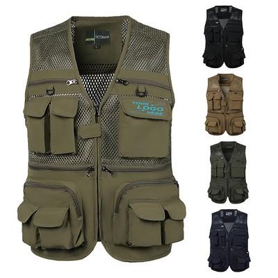 Versatile Outdoor Work and Fishing Vest with Pockets