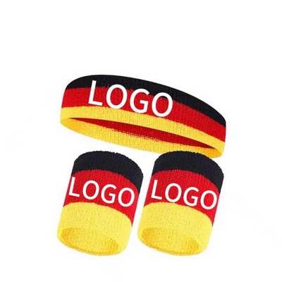 Three-color Match Full Color Wristband And Headband Set