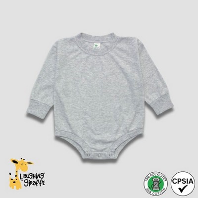 Baby Bubble Rompers with Long Sleeves Heather Gray 65% Polyester 35% Cotton- Laughing Giraffe®