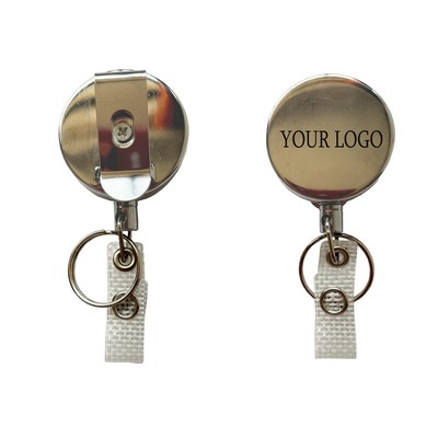 Metal Round Badge Reel With Belt Clip MOQ 100