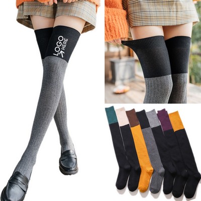 Cotton Knee-High Socks For Women