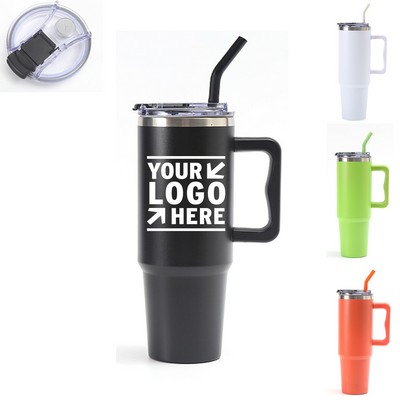 50oz Insulated Stainless Steel Tumbler with Handle & Straw