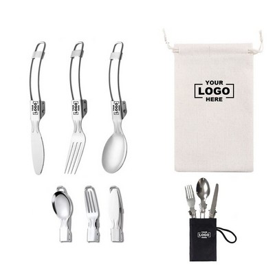 304 Stainless Steel Camping Folding Cutlery Set