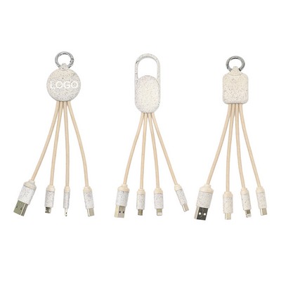 Wheat Straw 3 in 1 Keychian Charging Cable