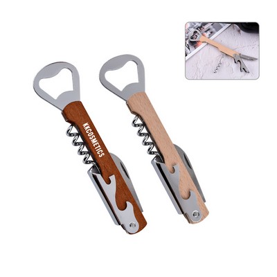 Multifunctional Eco Wooden Corkscrew 4 in 1 Bottle Opener