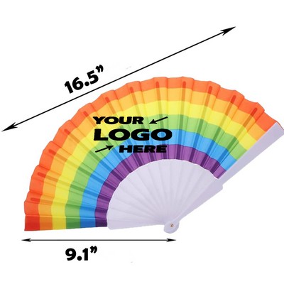 Rainbow Folding Hand Held Fan