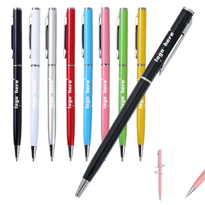 Metallic Slim Twist Action Ballpoint Pen MOQ100