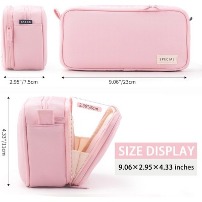 Large Capacity Pencil Case/Pen Marker Holder/Double Zipper Storage Bag/Big Pencil Pouch