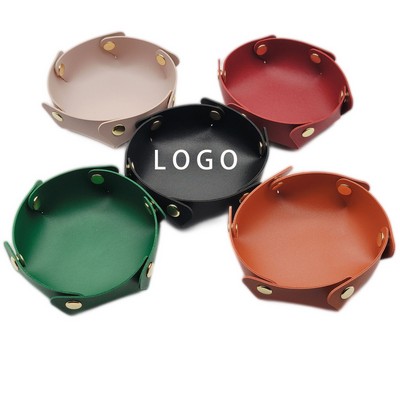 Elegant Round Pu Leather Storage Box