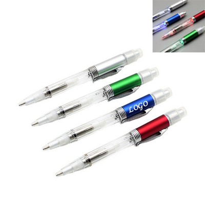 Creative Multi-functional LED Light Transparent Pen Holder Ballpoint Pen