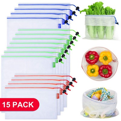 20D Polyester Drawstring Bag Scannable Reusable Fruit Mesh Bag