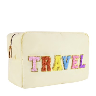 Polyester Cosmetic Bag With Chenille Letters