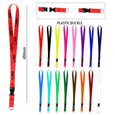 3/4'' Full Color Lanyard w/ Metal Circle Hook & Plastic Buckle