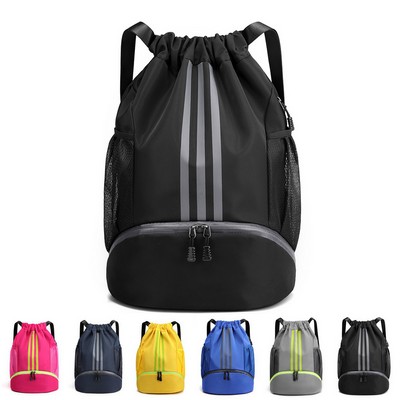 Gym Drawstring Backpack with Shoe Pocket