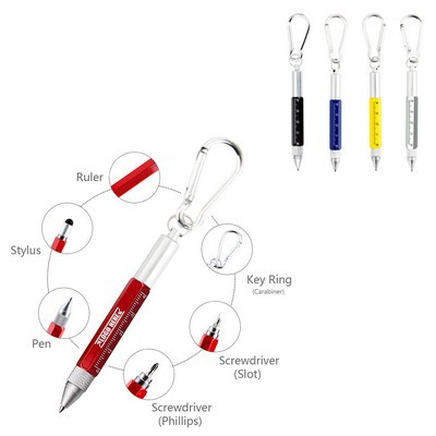 6 In 1 Metal Tool Pen w/Carabiner