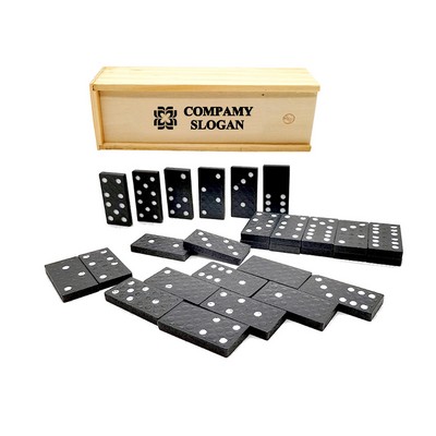 Classic 28-Piece Wooden Domino Set with Storage Box