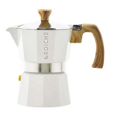 GROSCHE Milano Stovetop Espresso Maker Moka Pot Home Espresso (3 Cup White)