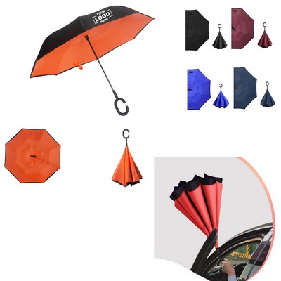 C-Shaped Handle Windproof Waterproof Umbrella