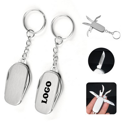 Stainless Steel Multifunction Folding Knife with Keychain