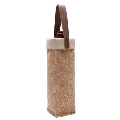 Cork Wine Packaging Gift Bag W/ Leather Handle