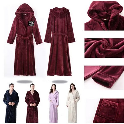 Luxurious Hooded Fleece Bathrobe - Soft & Cozy Comfort