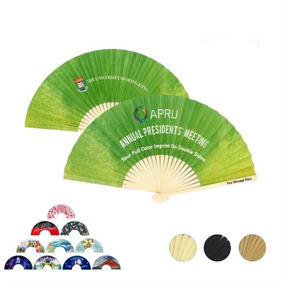 Double Sided Full Color Bamboo Hand Fan