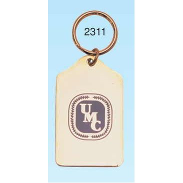 Gold Plated Solid Brass Shield Key Ring (Engraved)