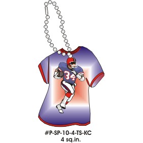 Football Player Promotional T-Shirt Key Chain w/ Black Back (4 Square Inch)