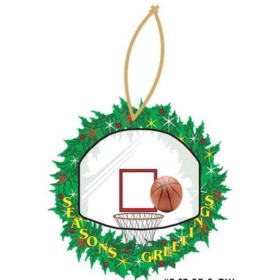 Basketball Goal Promotional Wreath Ornament w/ Black Back (8 Square Inch)