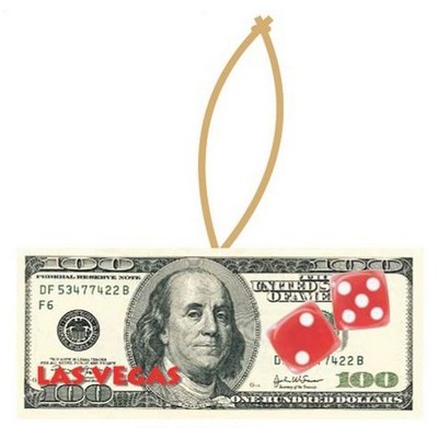 Las Vegas Dice $100 Bill Ornament w/ Black Back (6 Square Inch)