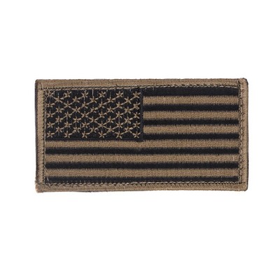 Khaki/Black American Flag Patch with Hook Back