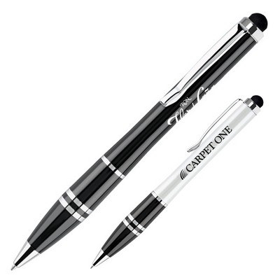 Aluminum Dual Function Ballpoint Pen w/ Capacitive Soft Touch Stylus