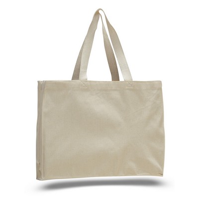 12 Oz. Natural Canvas Tote Bag w/ Full Gusset - Blank (15"x12"x4")